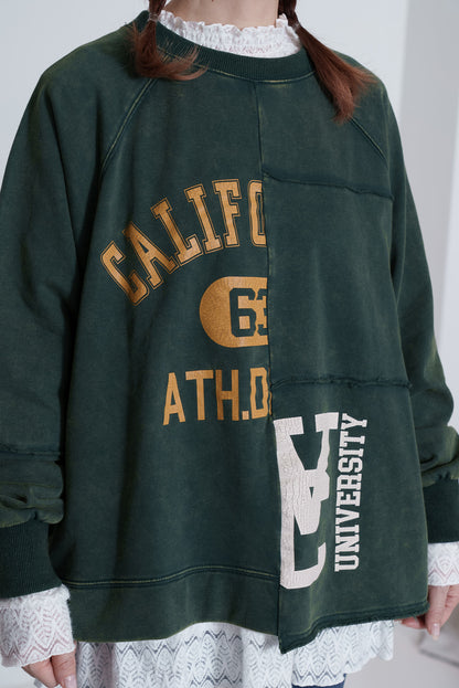 ≪SALE≫Brushed Fleece Patchwork Logo Sweatshirt