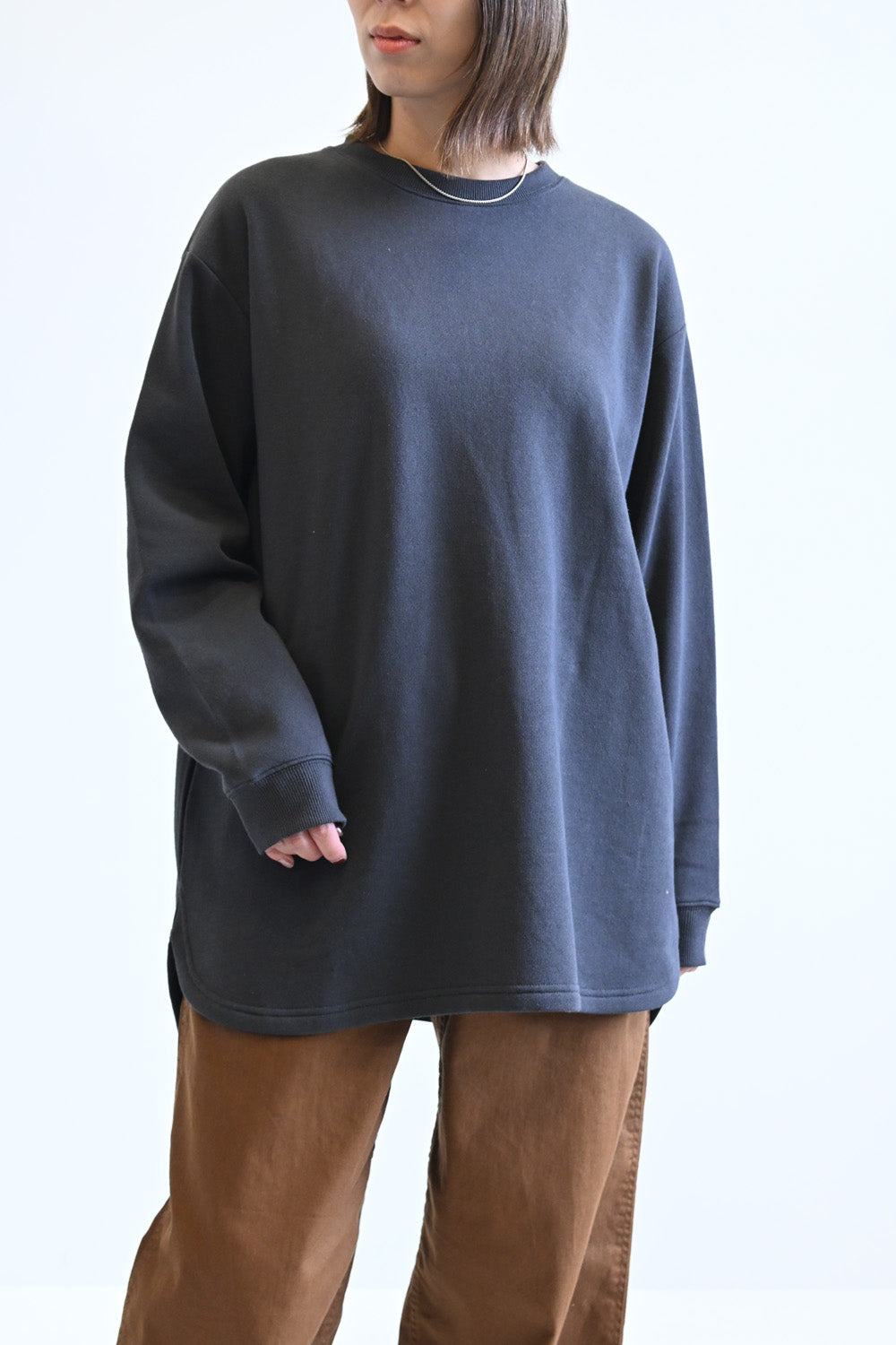 ≪SALE≫Brushed Fleece Rounded Hem Loose Tunic