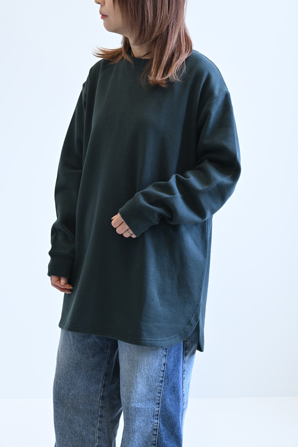 ≪SALE≫Brushed Fleece Rounded Hem Loose Tunic