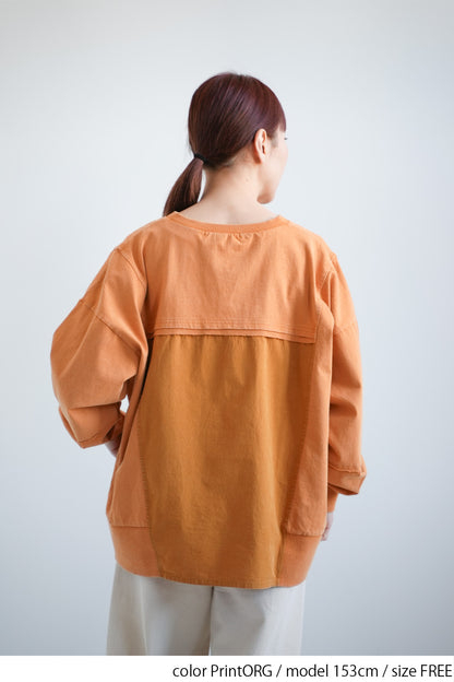 ≪SALE≫ Powder Wash Panel Print Pullover