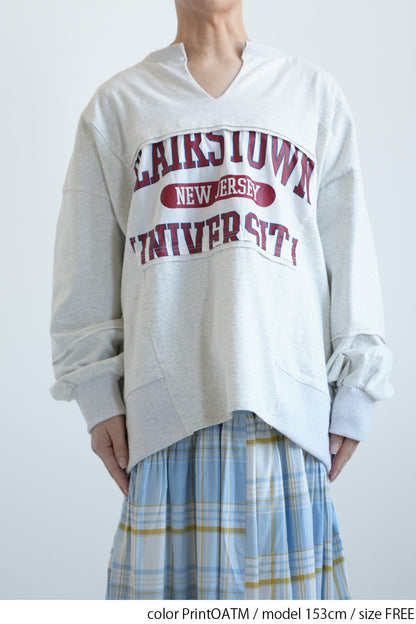 ≪SALE≫ Powder Wash Panel Print Pullover