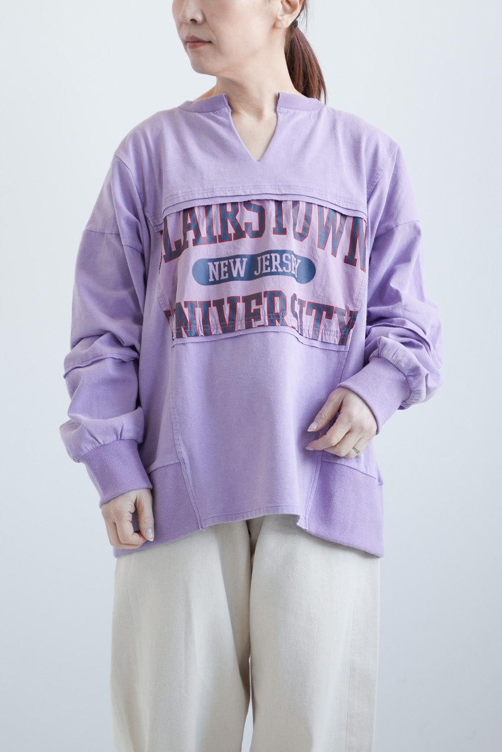 ≪SALE≫ Powder Wash Panel Print Pullover