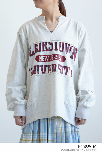 ≪SALE≫ Powder Wash Panel Print Pullover