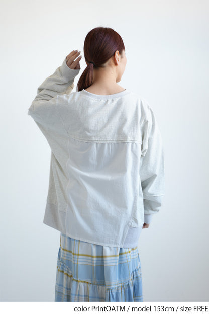 ≪SALE≫ Powder Wash Panel Print Pullover