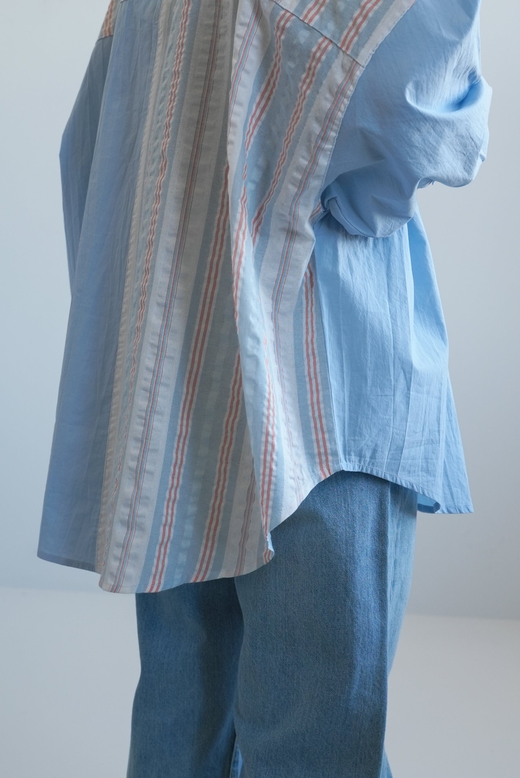 Solid × Stripe Shirt Tunic