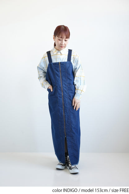 裾フリンジデニムジャンスカ