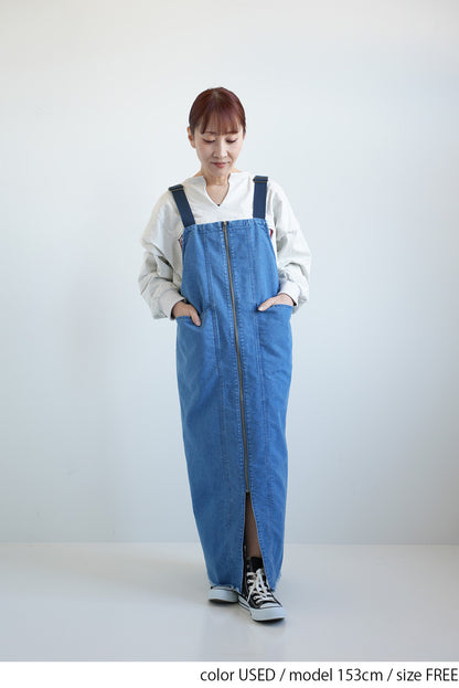 裾フリンジデニムジャンスカ