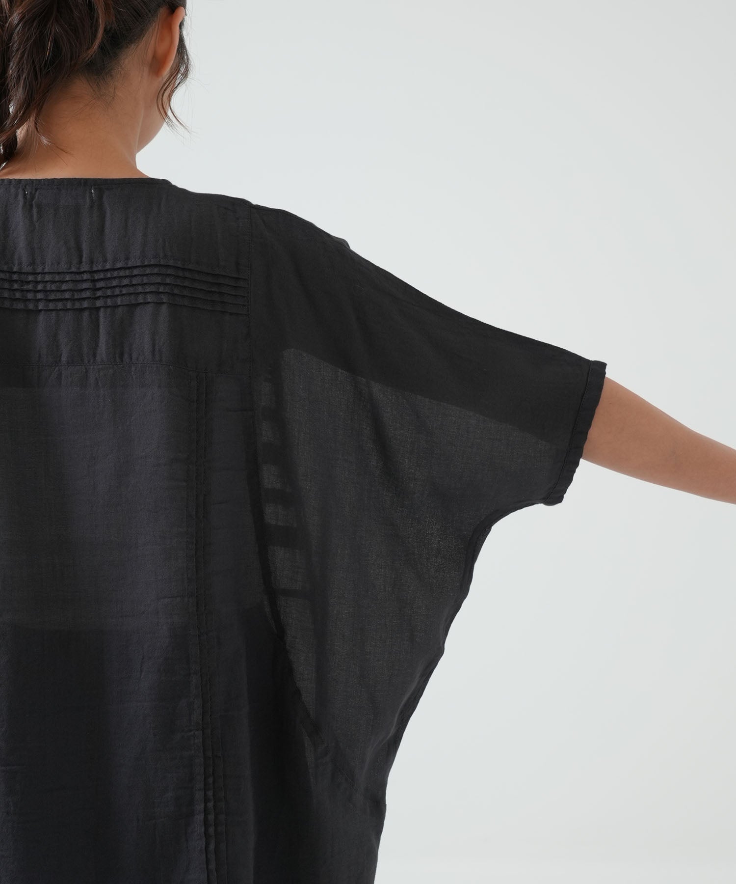 Fluffy light cotton pintuck blouse