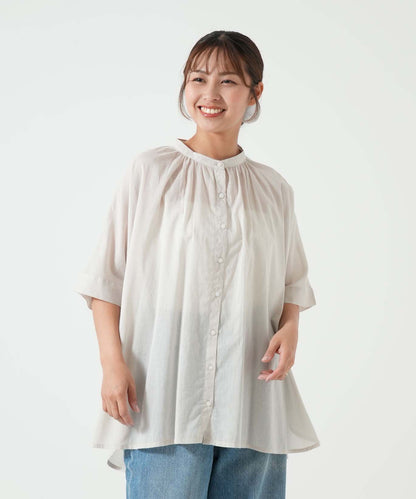 ふわ軽コットンシアー半袖チュニック