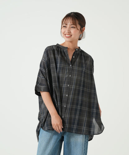 ふわ軽コットンシアー半袖チュニック