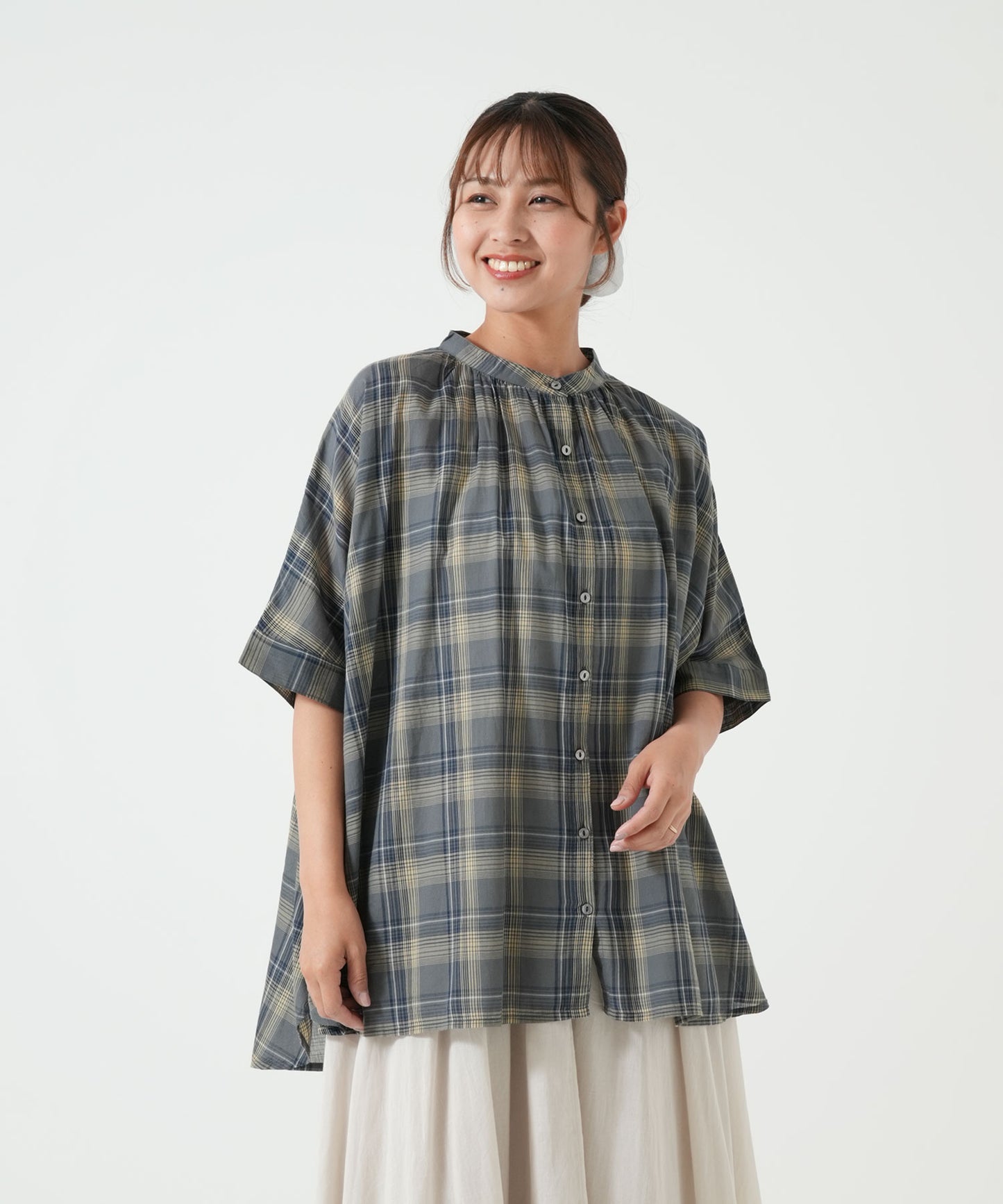 ふわ軽コットンシアー半袖チュニック