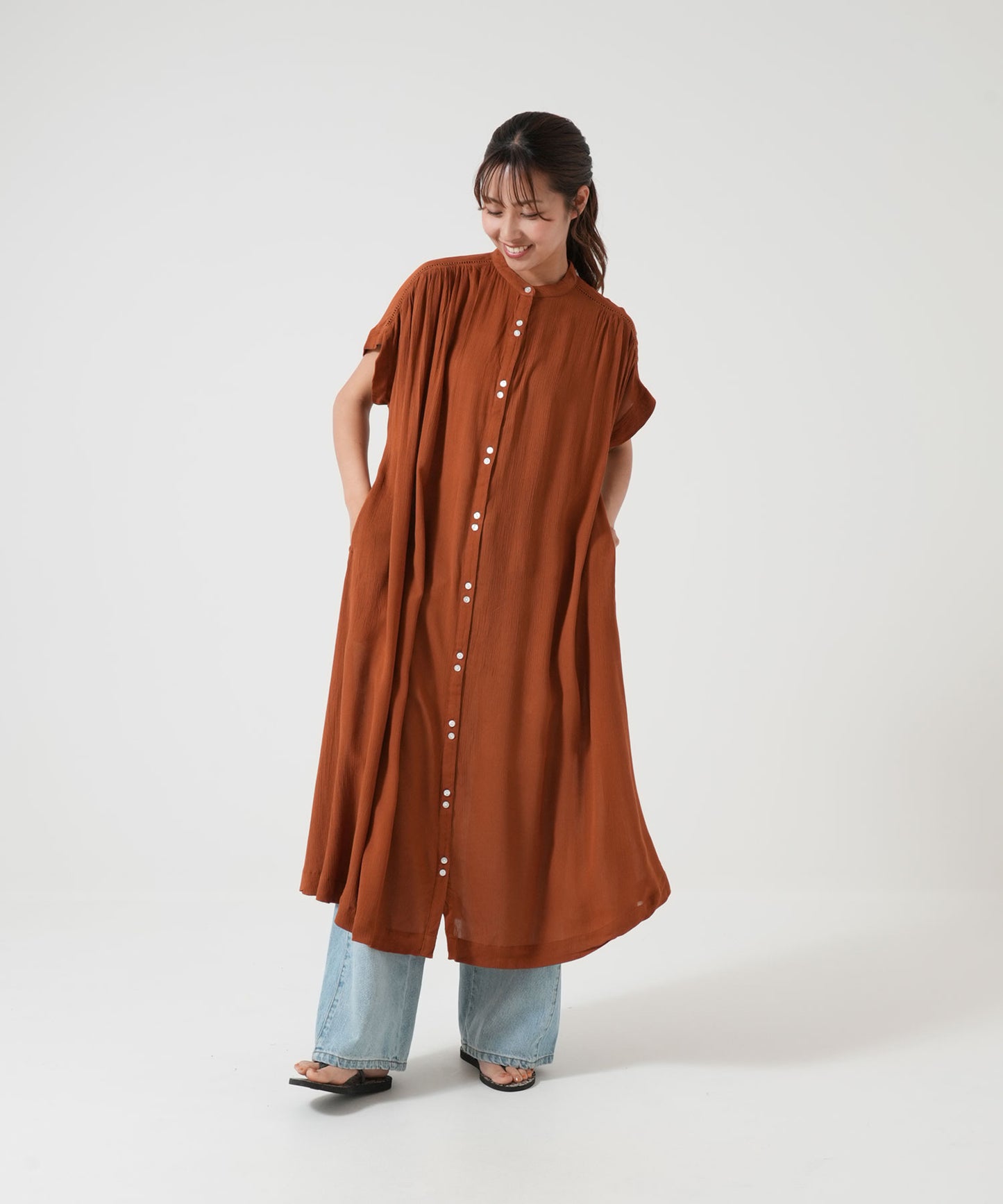 《5月21日入荷》さらっと快適フレンチスリーブワンピース