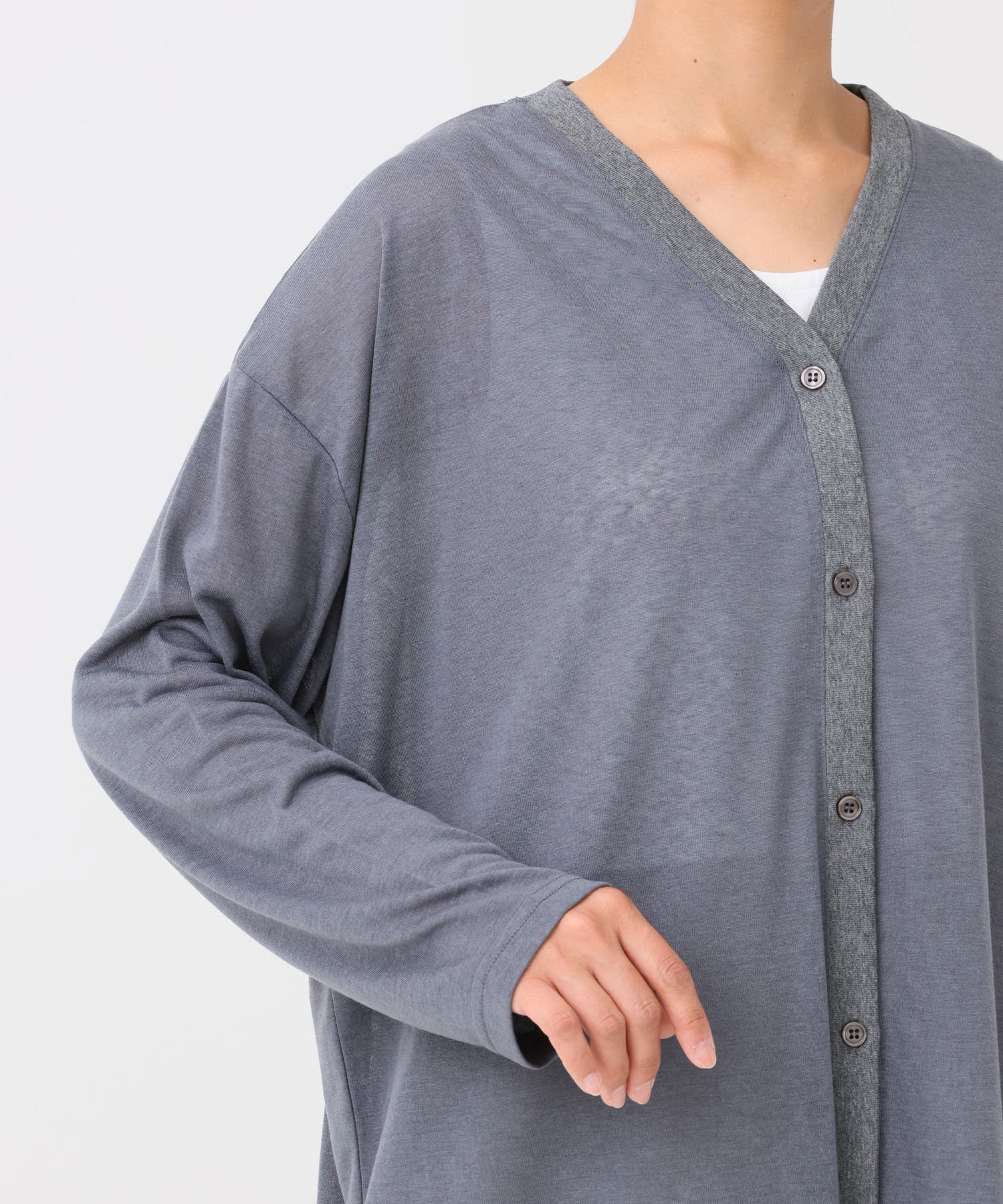 《近日発売》【UVカット】シアー天竺ロングカーデ