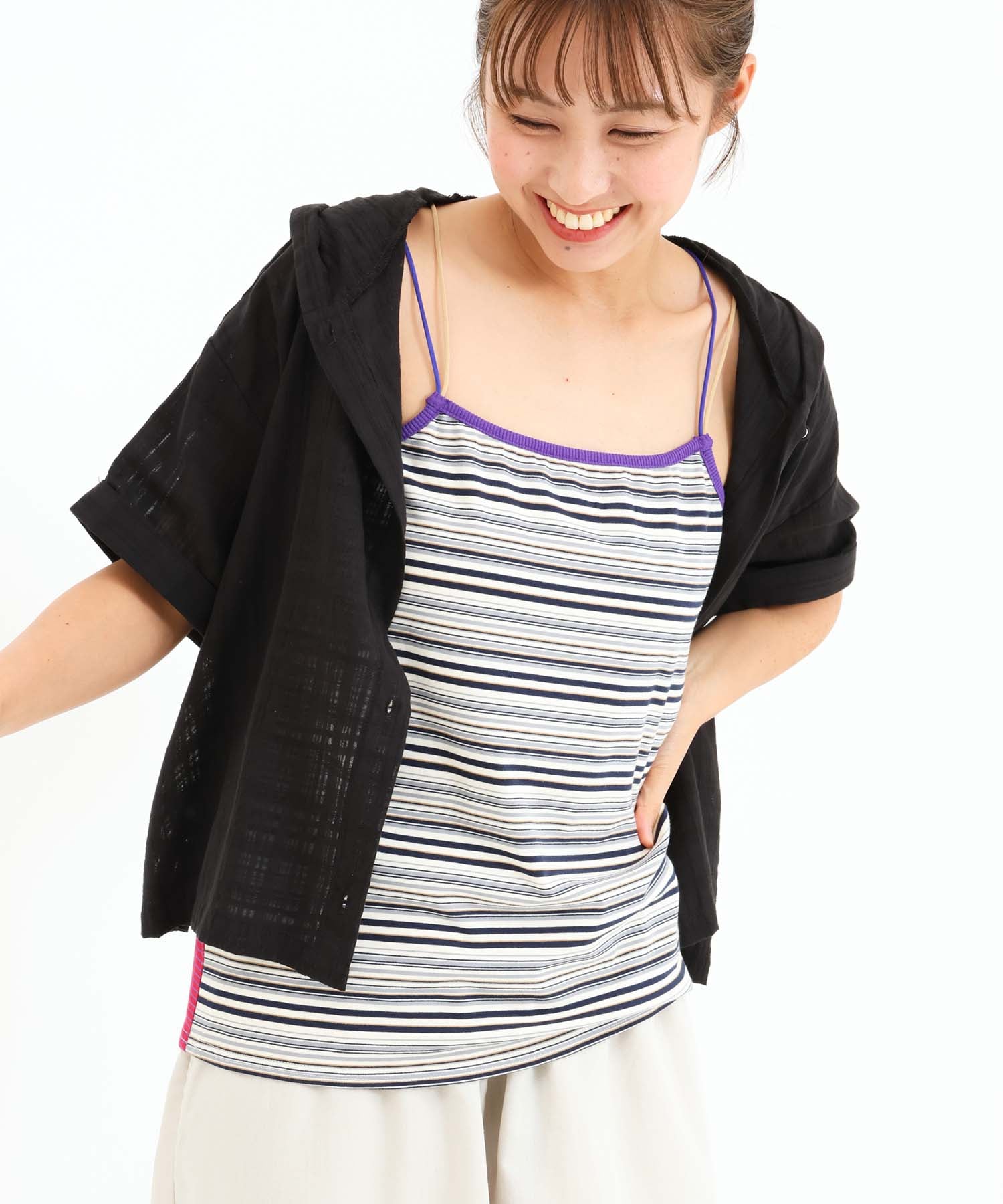 ボーダーネイビー / 162cm / FREE