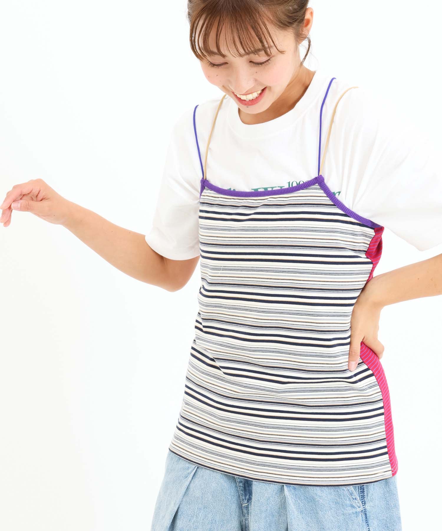 ボーダーネイビー / 162cm / FREE