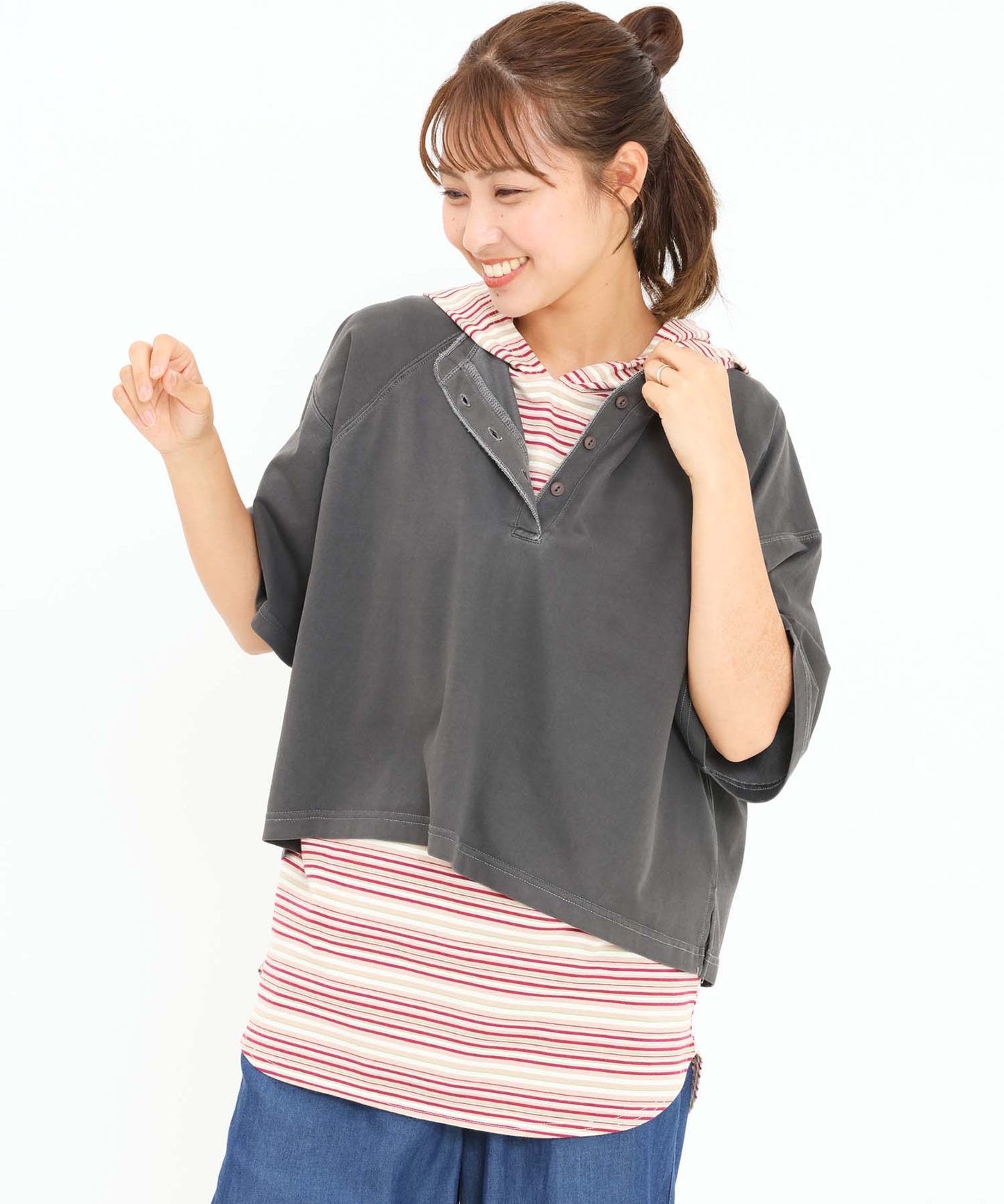 ボーダーピンク / 162cm / FREE