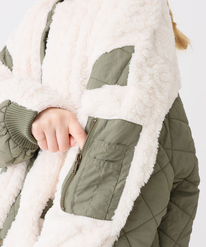 《近日発売》ボア×キルティング　リブブルゾン