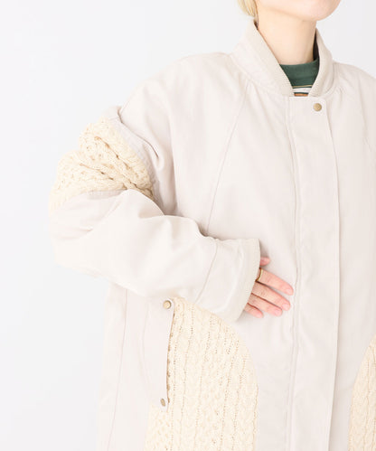 《近日発売》ニット切替ミドル丈ブルゾン