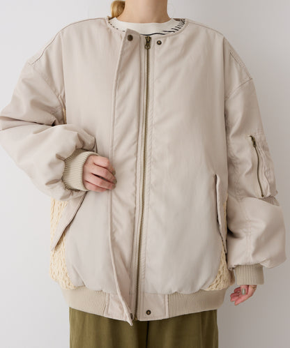 《近日発売》ニット切替MA-1風ノーカラーブルゾン