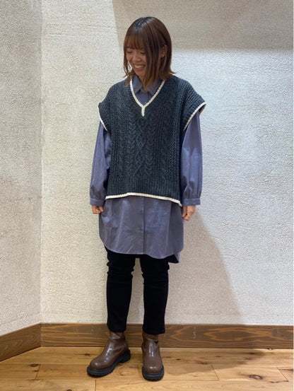 ソフト綿起毛バックスリットチュニック