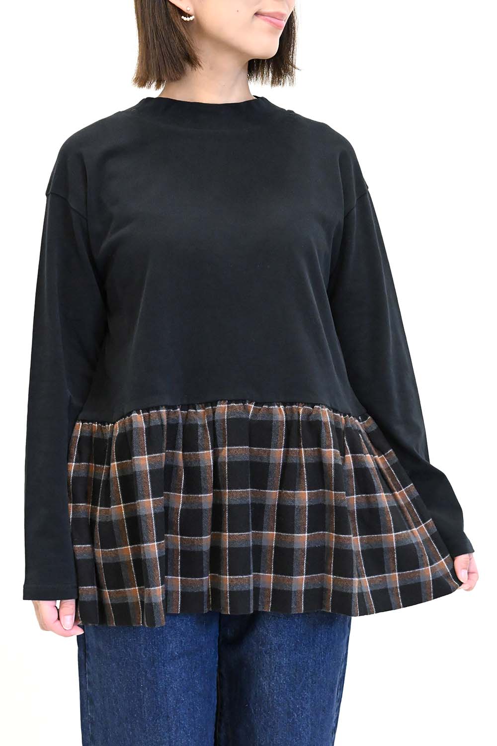 一部店舗限定】【&H】チェック切替ペプラムチュニック – HEART 一部店舗限定】【&H】チェック切替ペプラムチュニック – HEART