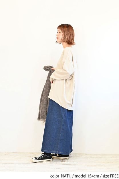裾タック長袖プルオーバー