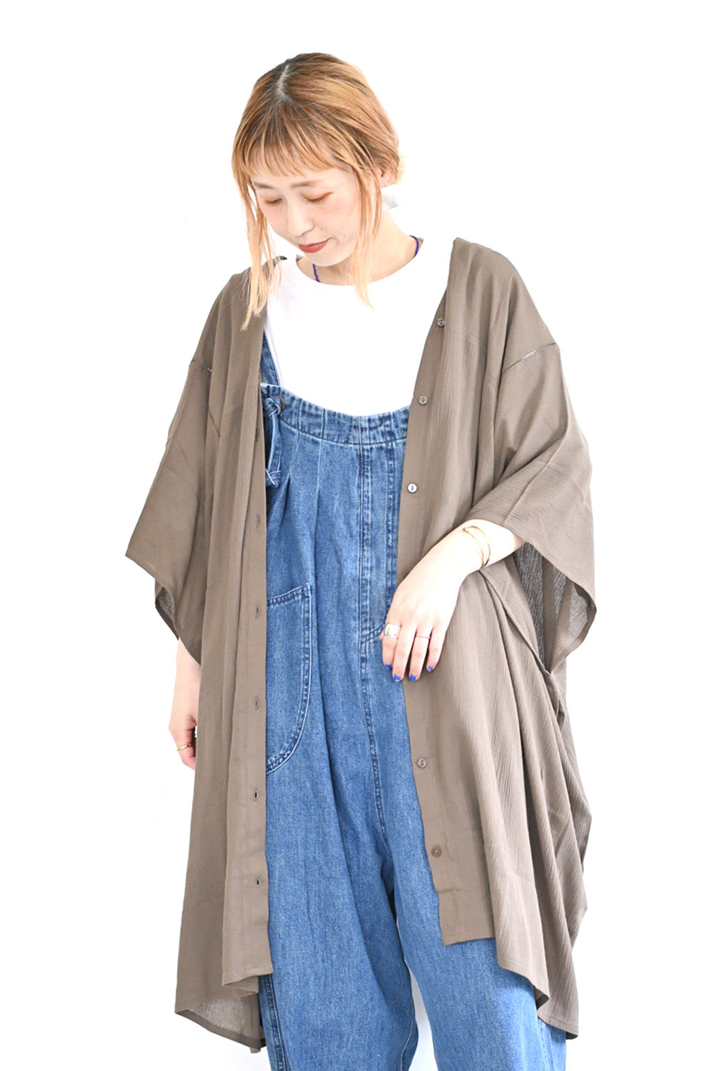 Rayon Crinkled Big Cardigan