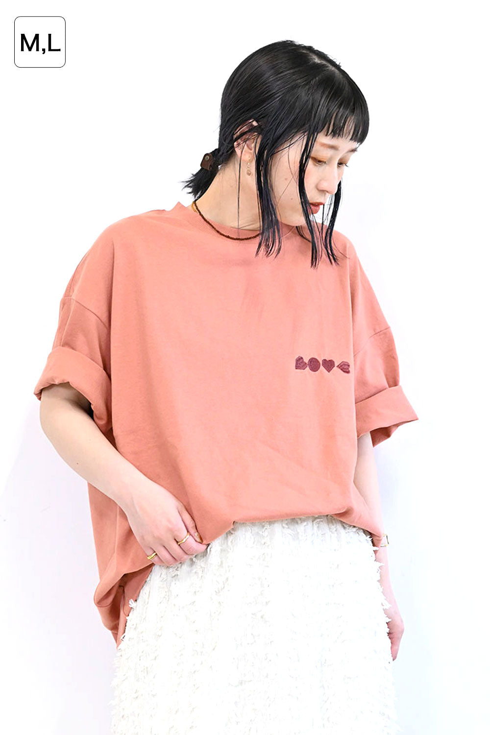 ★OY★EMBROIDERED HEART TEE - BROWN★正規品/韓国直送料込 org.jpg