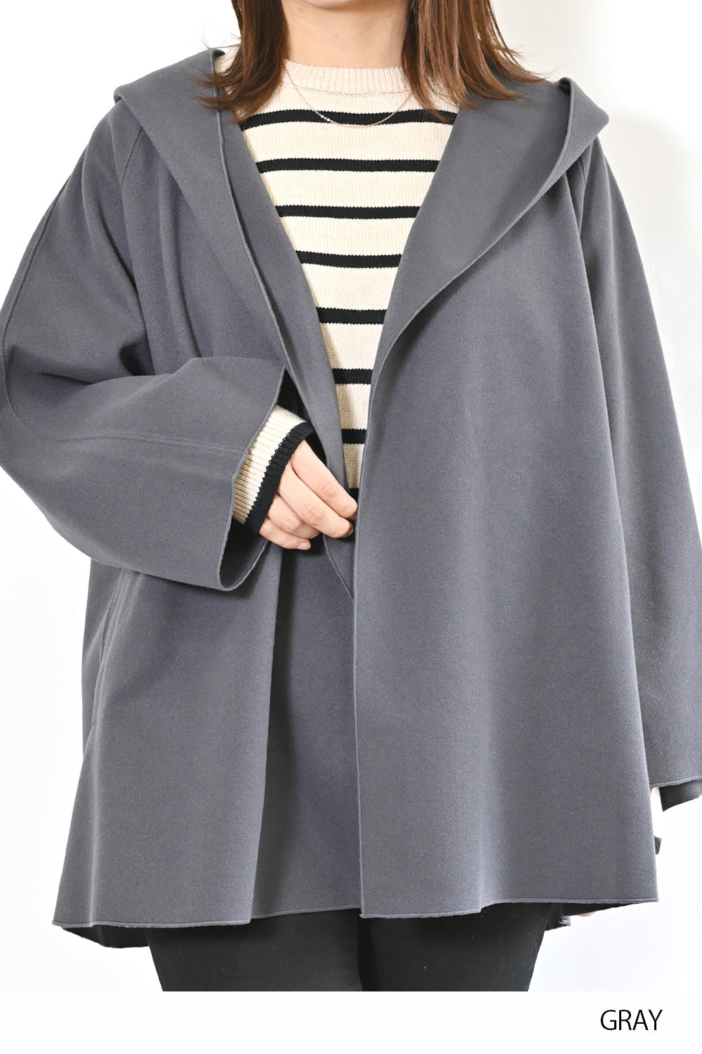 【アクセル】シャギーフード付きケープ