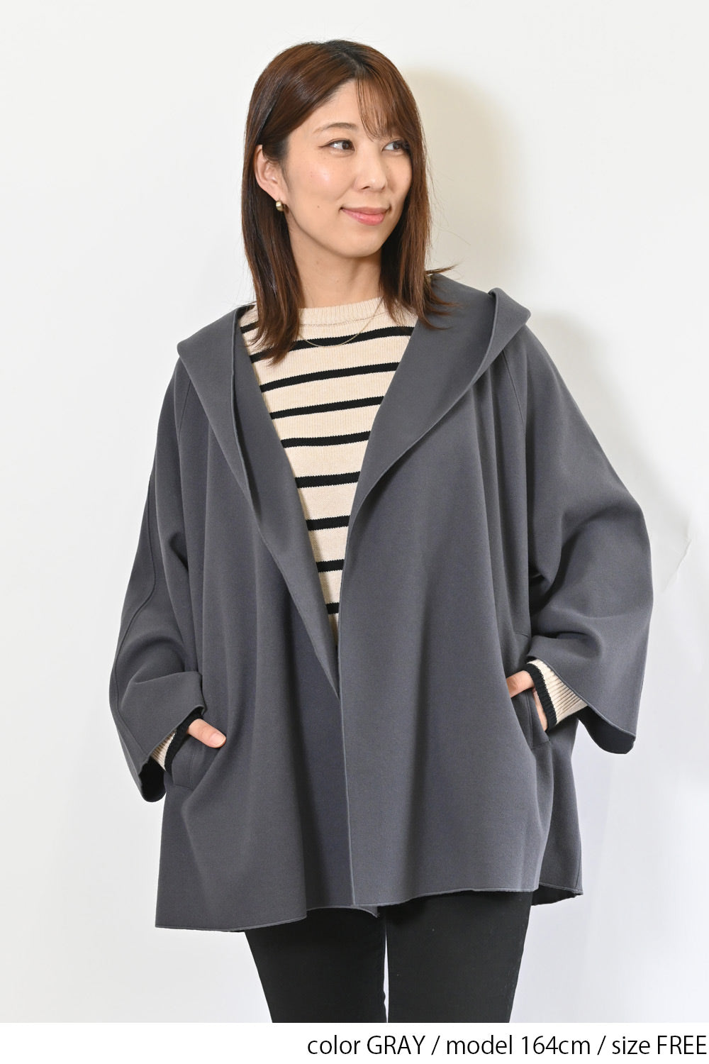 【アクセル】シャギーフード付きケープ
