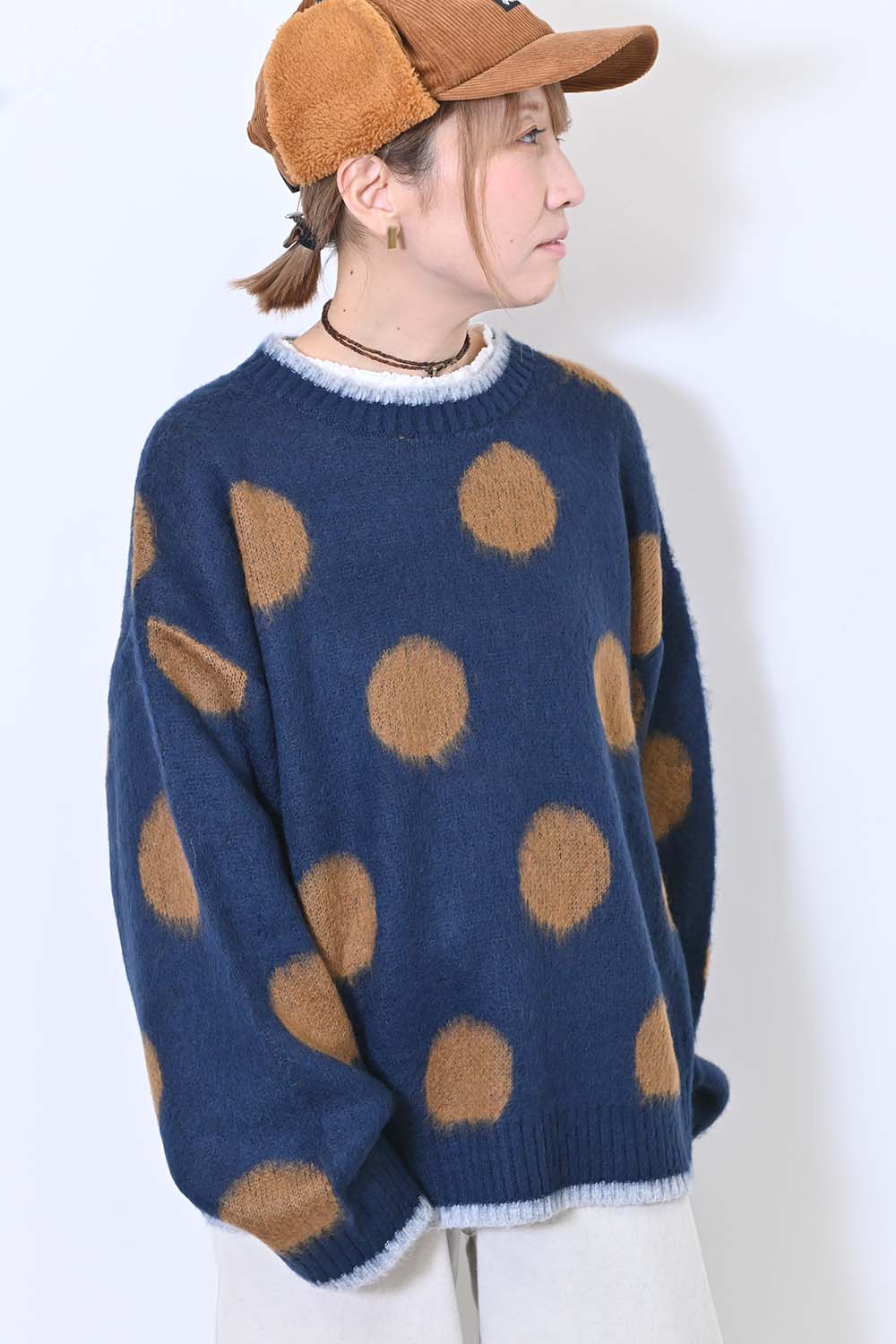 【CUBE SUGAR】モヘアKnitDot柄ジャガードプルオーバー