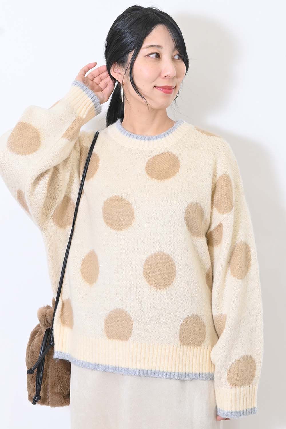 【CUBE SUGAR】モヘアKnitDot柄ジャガードプルオーバー