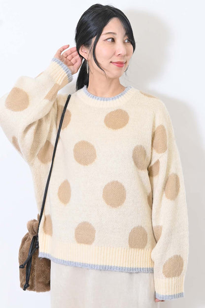 【CUBE SUGAR】モヘアKnitDot柄ジャガードプルオーバー