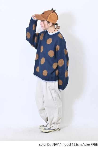 【CUBE SUGAR】モヘアKnitDot柄ジャガードプルオーバー