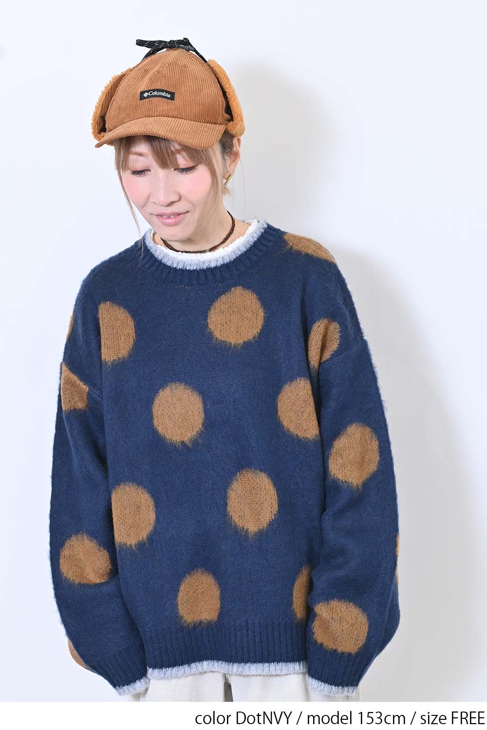 【CUBE SUGAR】モヘアKnitDot柄ジャガードプルオーバー
