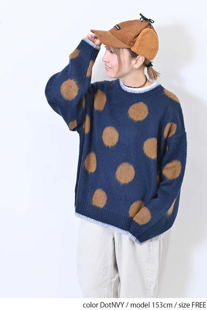 【CUBE SUGAR】モヘアKnitDot柄ジャガードプルオーバー