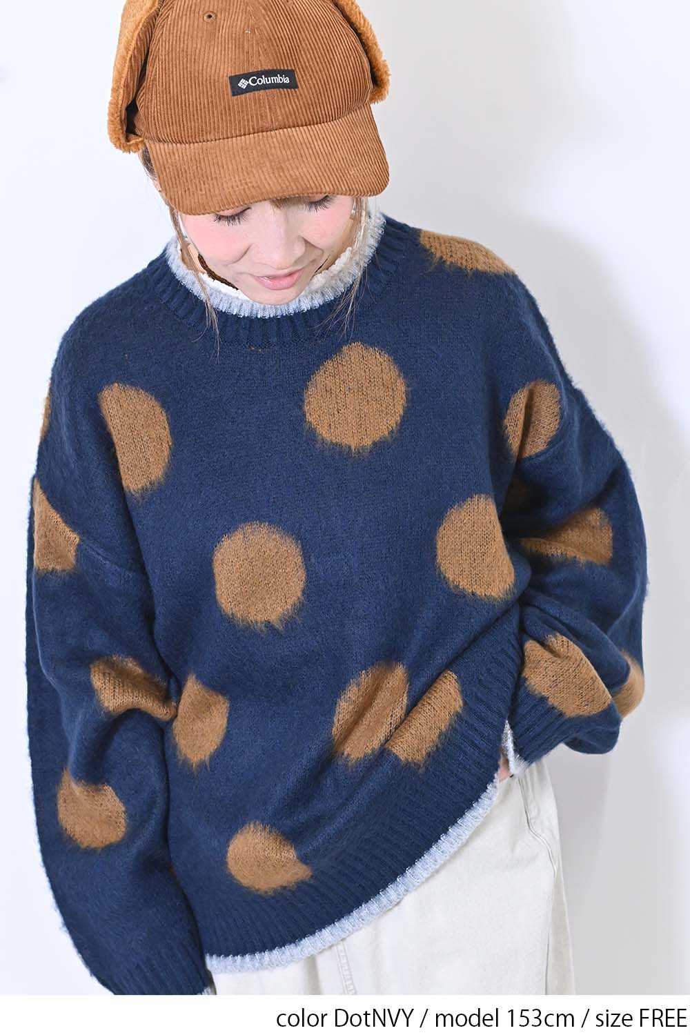 【CUBE SUGAR】モヘアKnitDot柄ジャガードプルオーバー