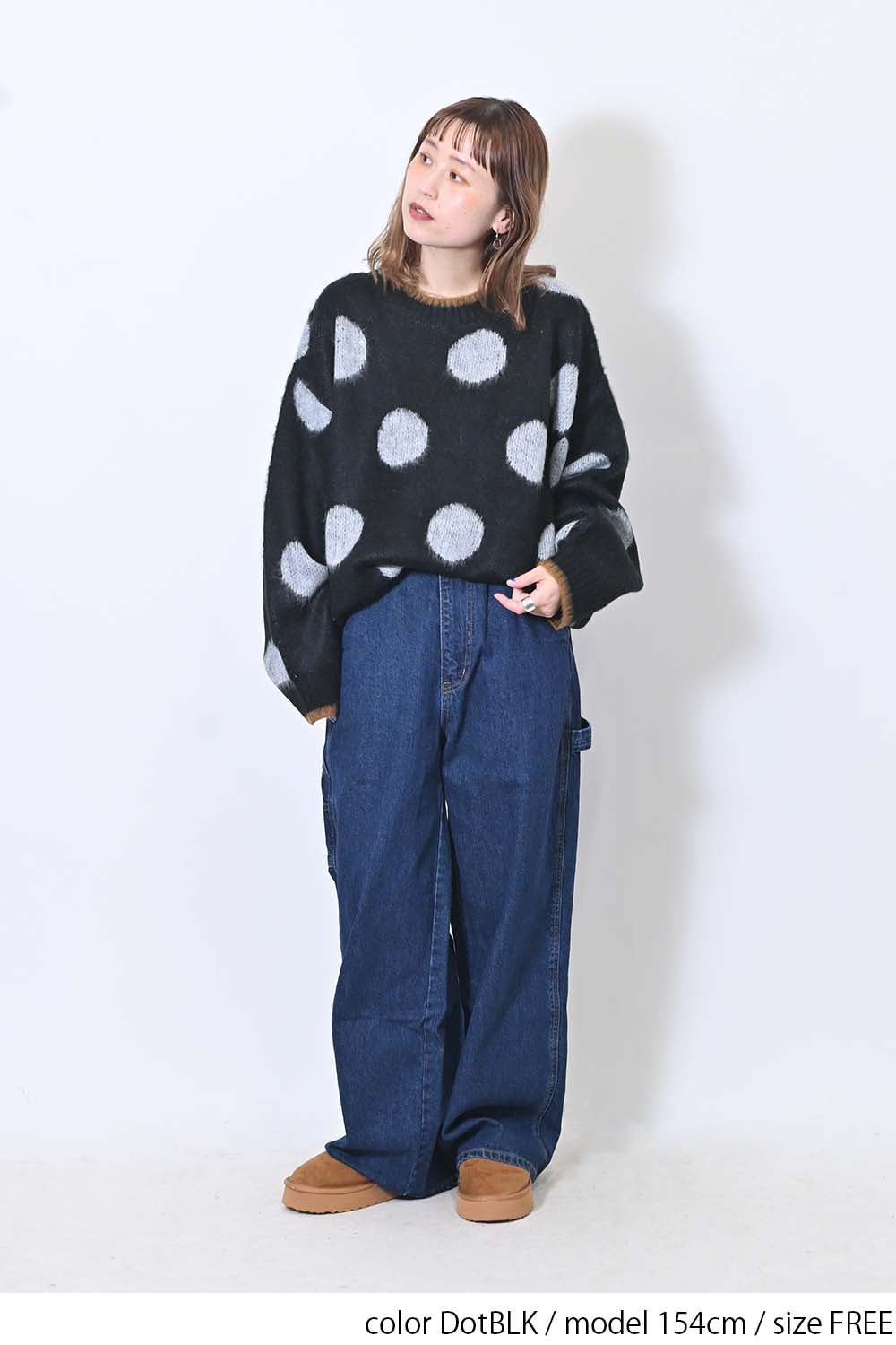 【CUBE SUGAR】モヘアKnitDot柄ジャガードプルオーバー