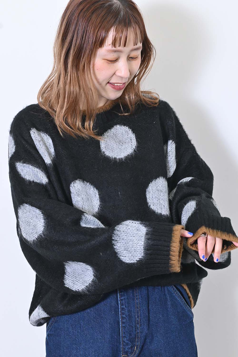 【CUBE SUGAR】モヘアKnitDot柄ジャガードプルオーバー