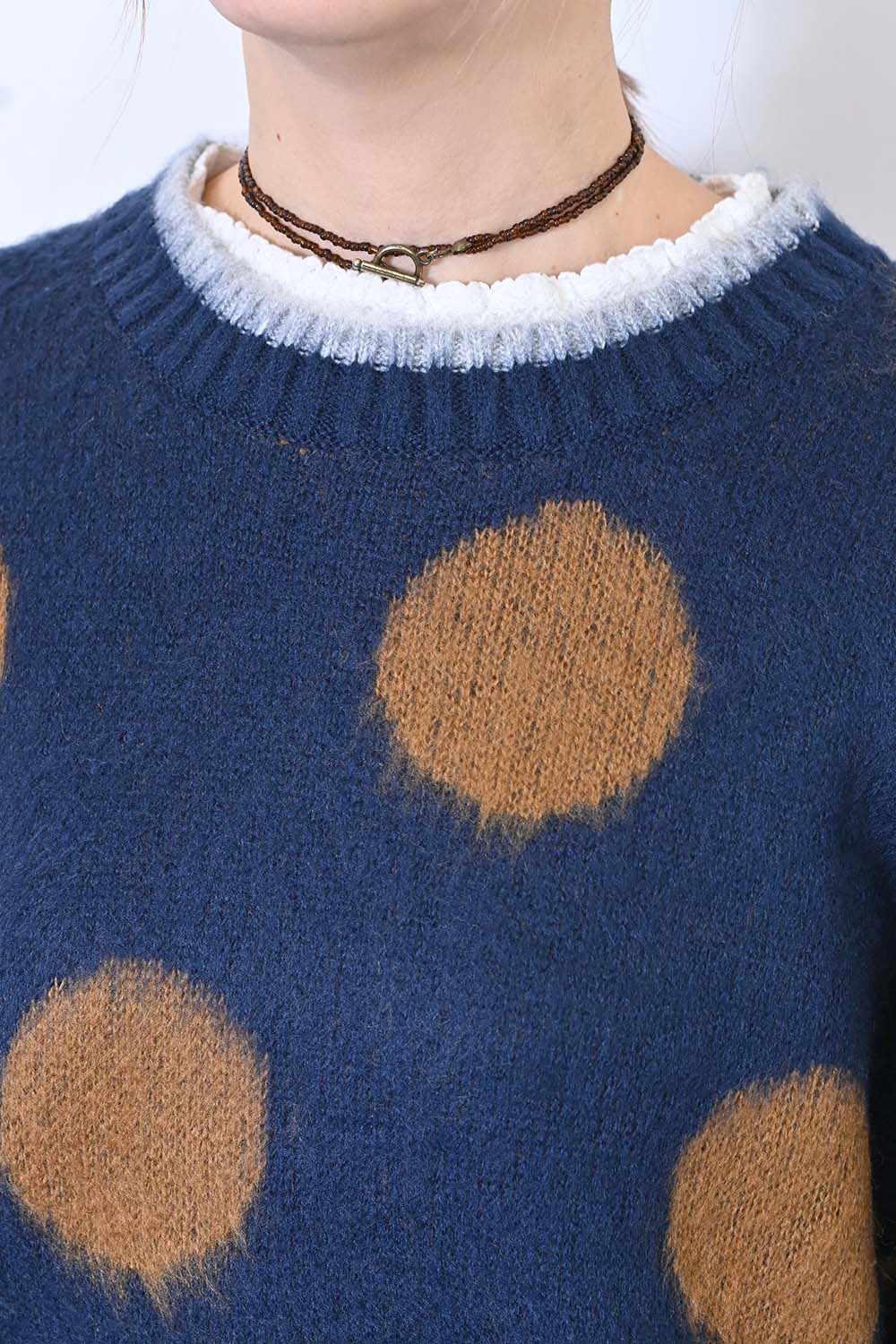 【CUBE SUGAR】モヘアKnitDot柄ジャガードプルオーバー