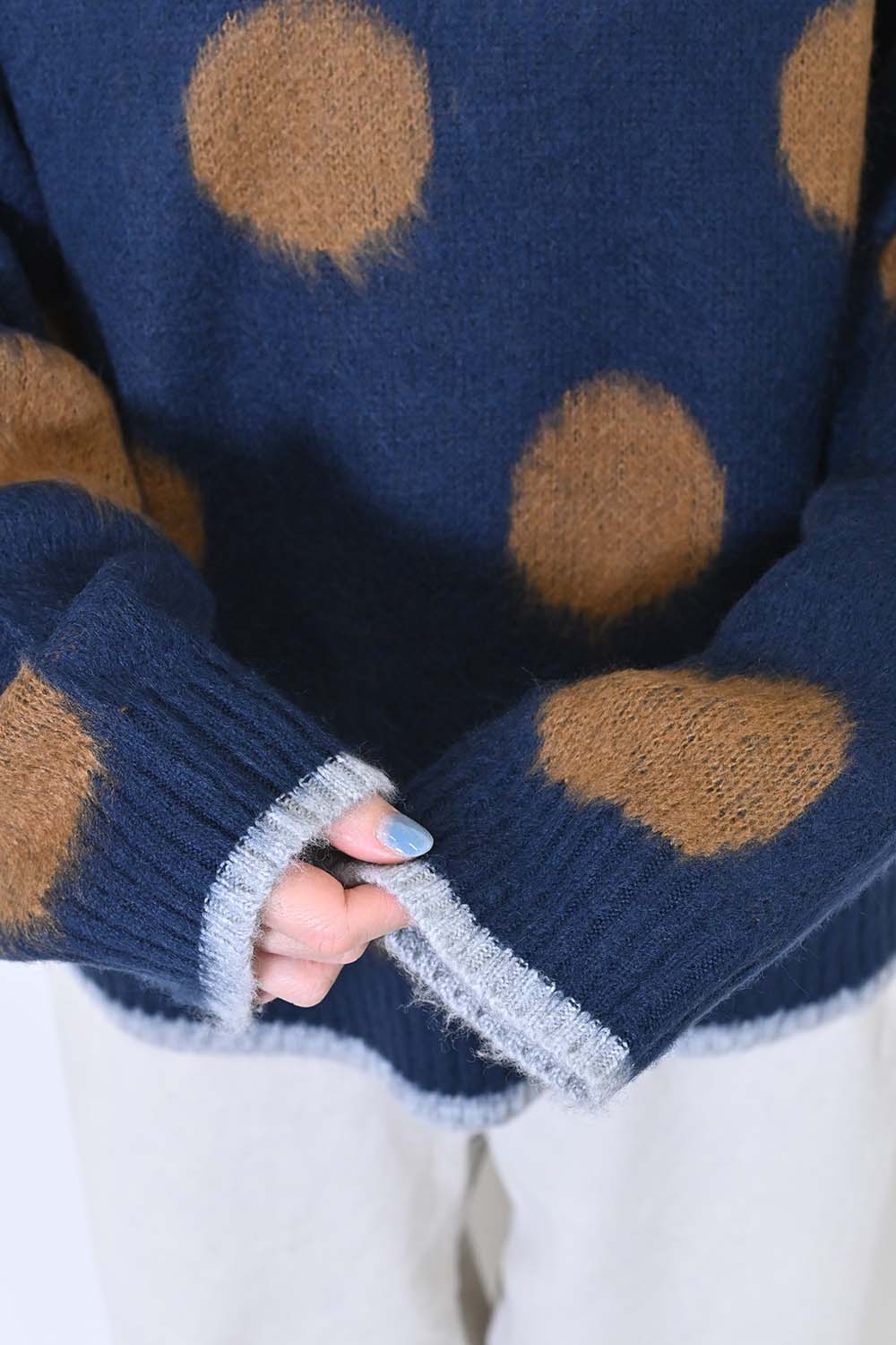 【CUBE SUGAR】モヘアKnitDot柄ジャガードプルオーバー
