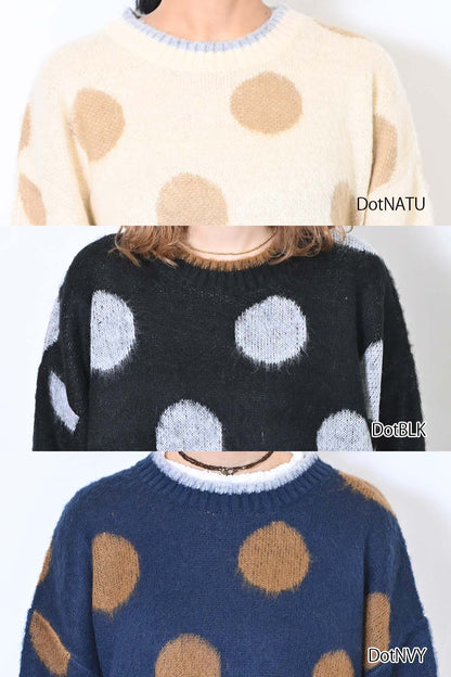【CUBE SUGAR】モヘアKnitDot柄ジャガードプルオーバー