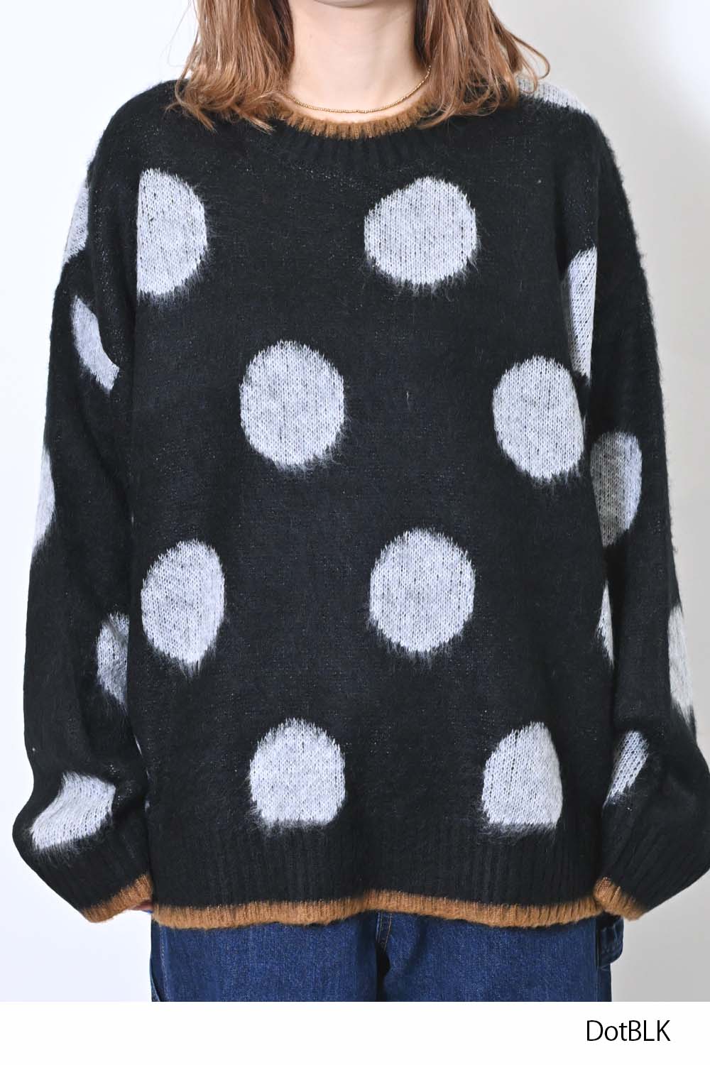 【CUBE SUGAR】モヘアKnitDot柄ジャガードプルオーバー