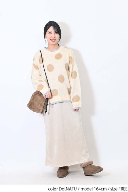 【CUBE SUGAR】モヘアKnitDot柄ジャガードプルオーバー