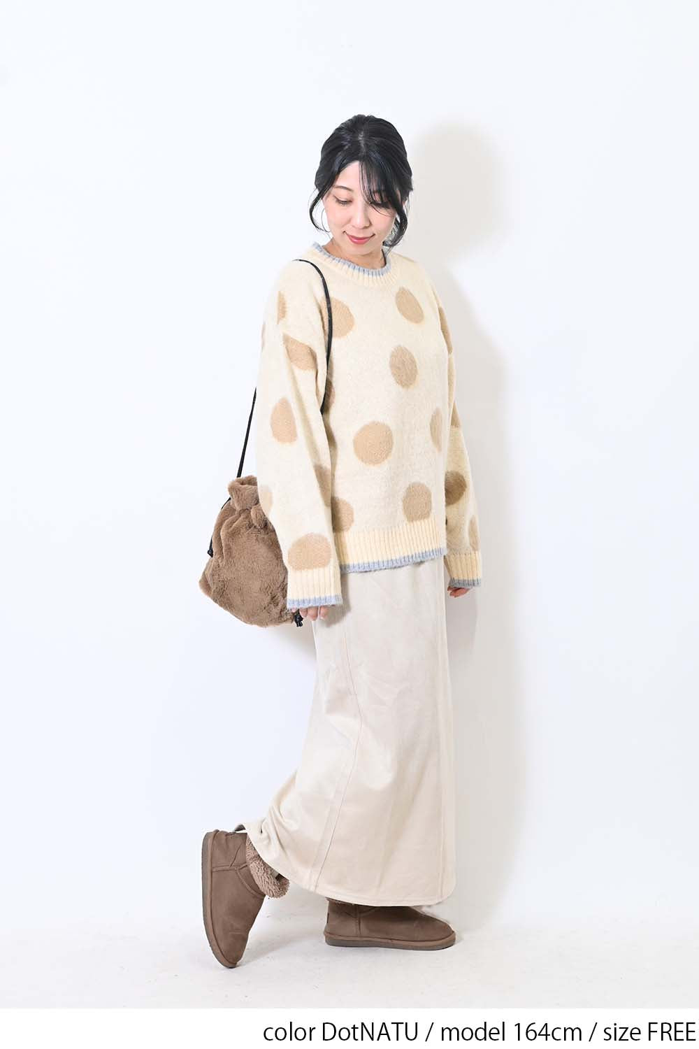【CUBE SUGAR】モヘアKnitDot柄ジャガードプルオーバー