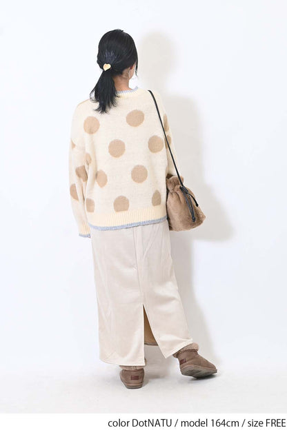 【CUBE SUGAR】モヘアKnitDot柄ジャガードプルオーバー