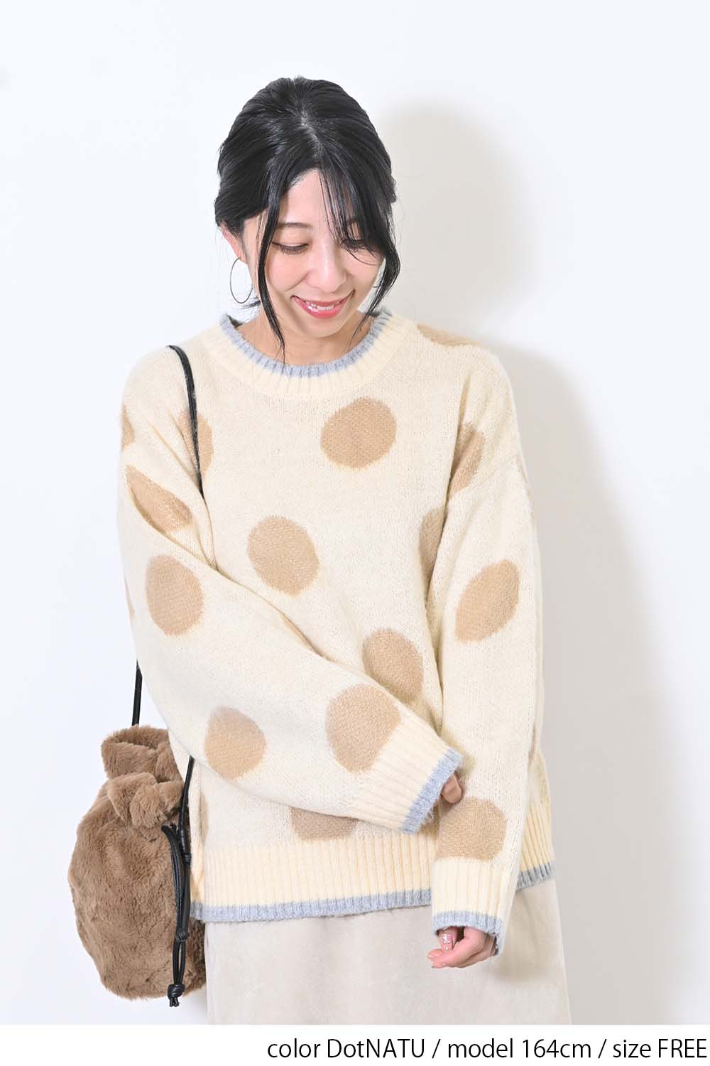 【CUBE SUGAR】モヘアKnitDot柄ジャガードプルオーバー