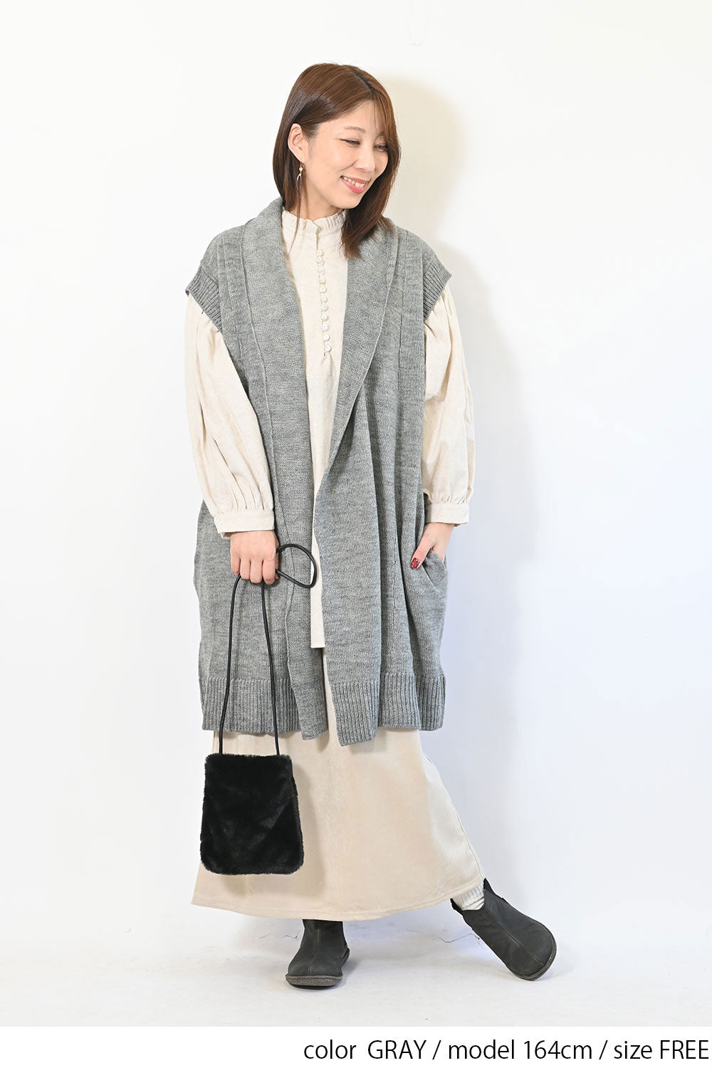 ≪SALE≫【08Mab】アクリルウールロングベスト – HEART MARKET