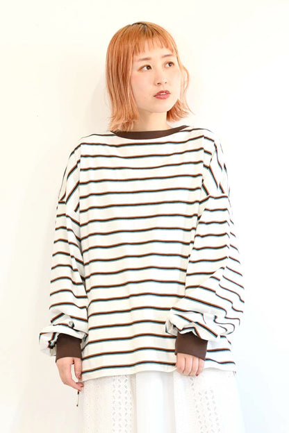≪SALE≫【GENTIL】 Trim Border Long Tee