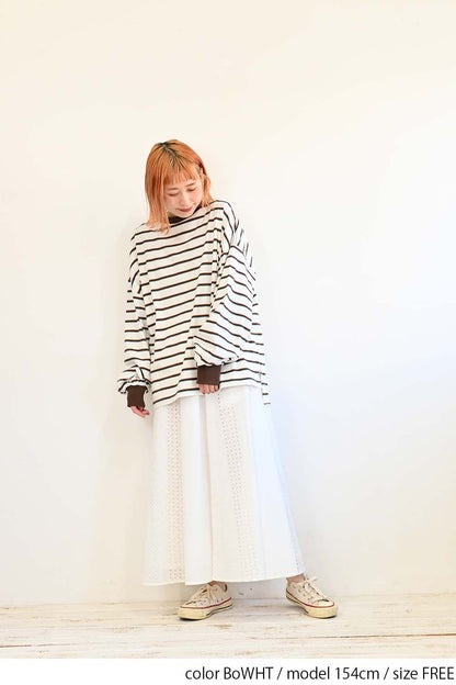 ≪SALE≫【GENTIL】 Trim Border Long Tee